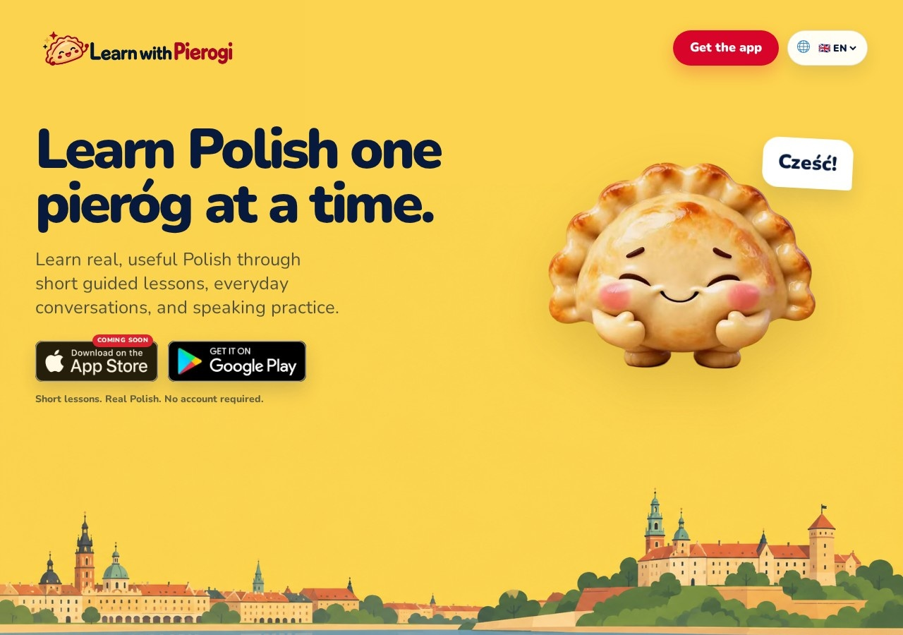 Learn with Pierogi landing page preview