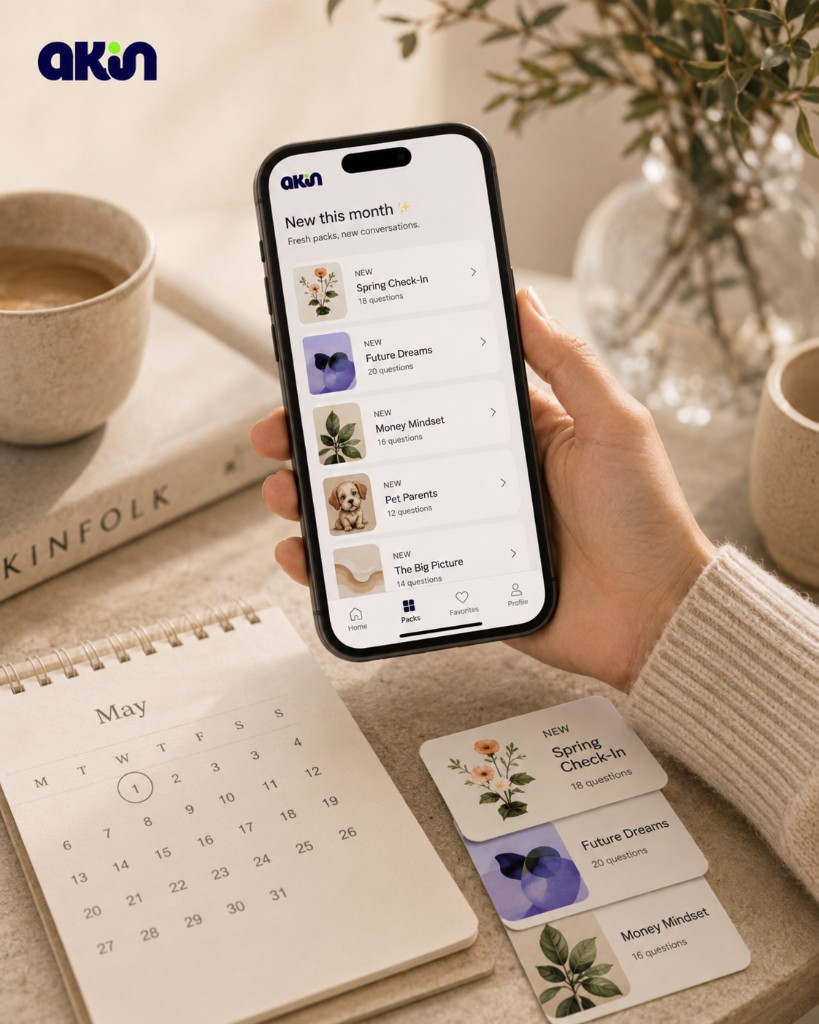 Akin app: New this month—fresh packs and new conversations